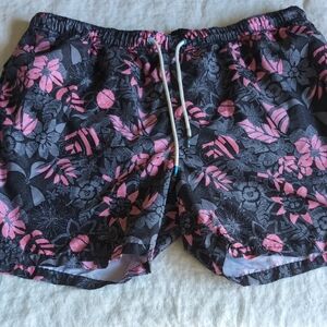 Tommy Bahama Black and Pink Floral Athletic Shorts